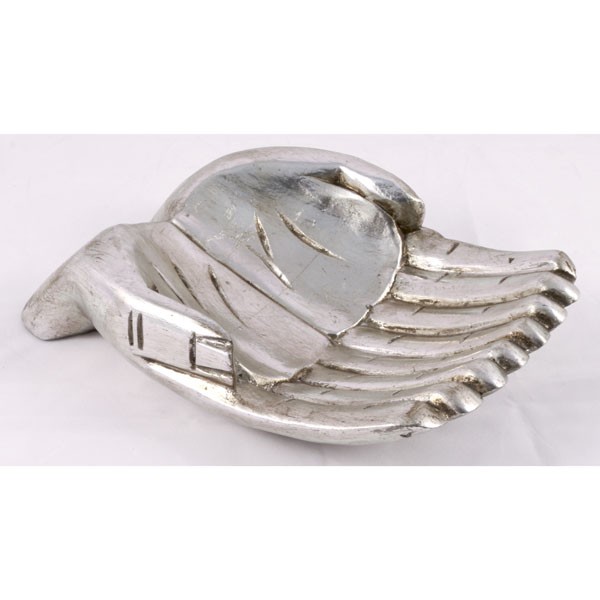 Wooden Hands Bowl Antique Silver Finish